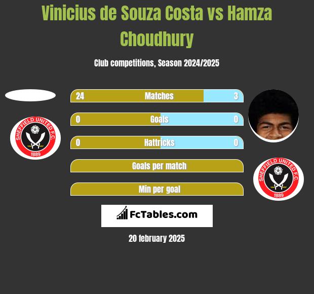 Vinicius de Souza Costa vs Hamza Choudhury h2h player stats