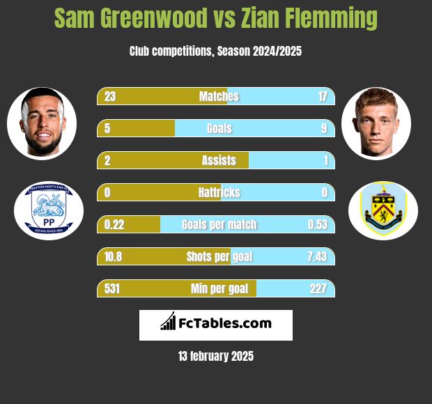 Sam Greenwood vs Zian Flemming h2h player stats