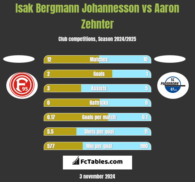 Isak Bergmann Johannesson vs Aaron Zehnter h2h player stats