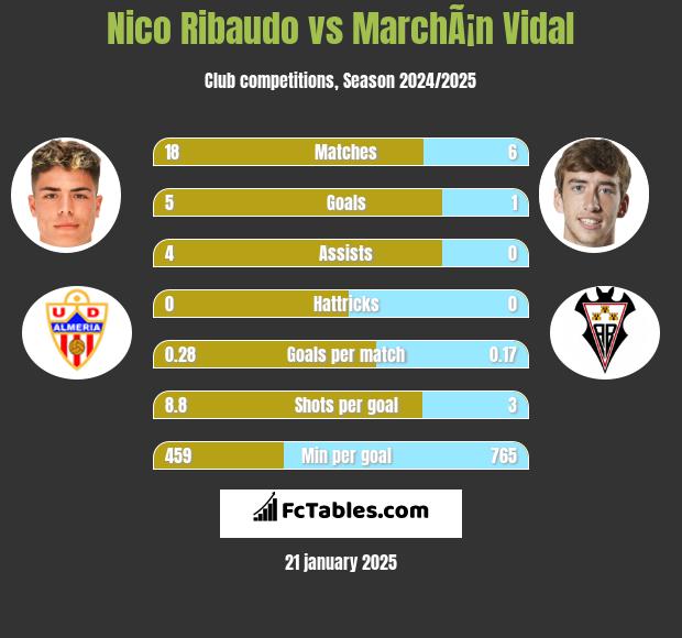 Nico Ribaudo vs MarchÃ¡n Vidal h2h player stats