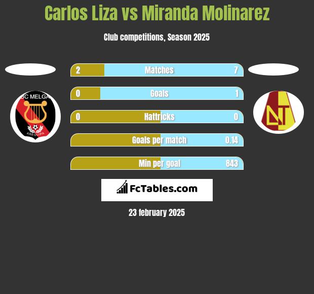 Carlos Liza vs Miranda Molinarez h2h player stats