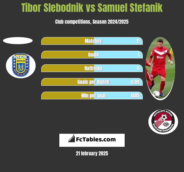 Tibor Slebodnik vs Samuel Stefanik h2h player stats