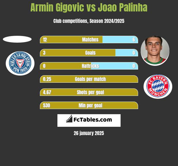 Armin Gigovic vs Joao Palinha h2h player stats