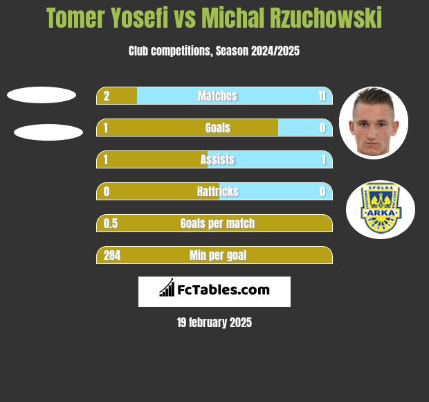 Tomer Yosefi vs Michał Rzuchowski h2h player stats