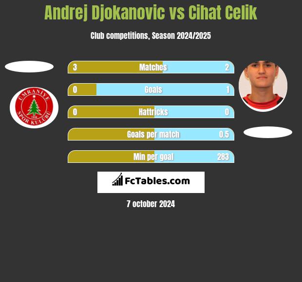 Andrej Djokanovic vs Cihat Celik h2h player stats