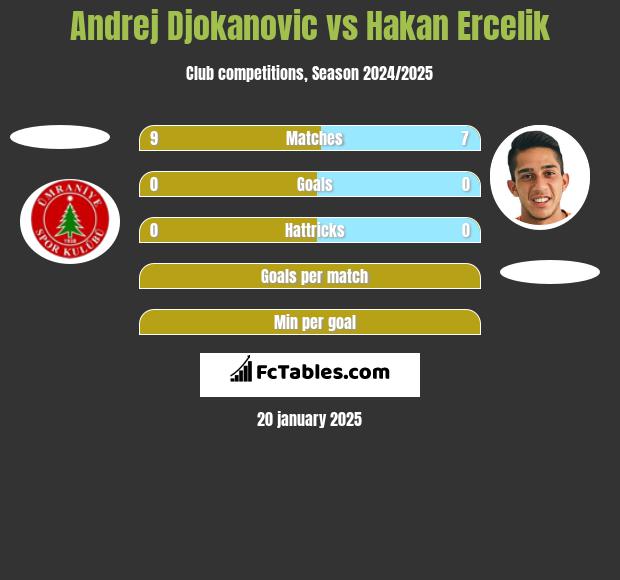 Andrej Djokanovic vs Hakan Ercelik h2h player stats