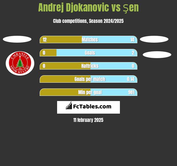 Andrej Djokanovic vs Şen h2h player stats