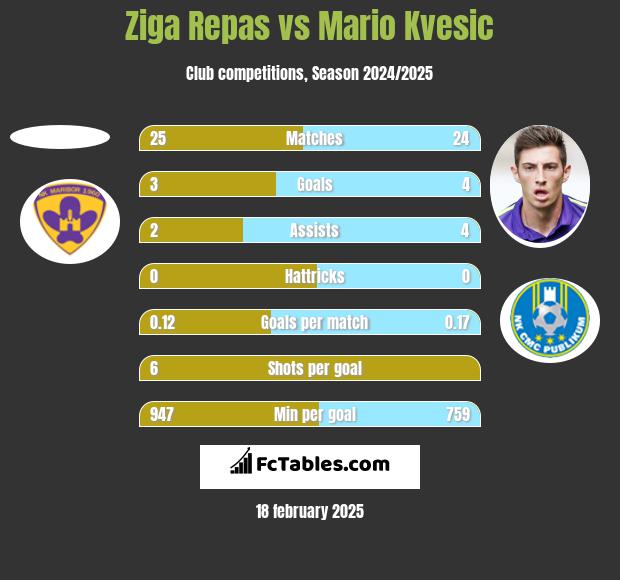 Ziga Repas vs Mario Kvesic h2h player stats