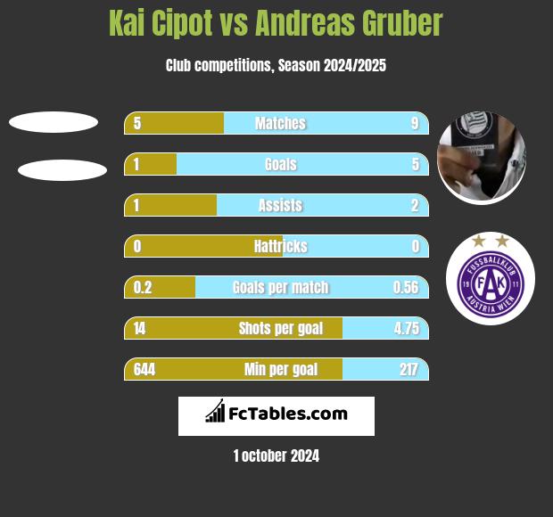 Kai Cipot vs Andreas Gruber h2h player stats