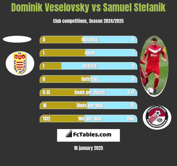 Dominik Veselovsky vs Samuel Stefanik h2h player stats