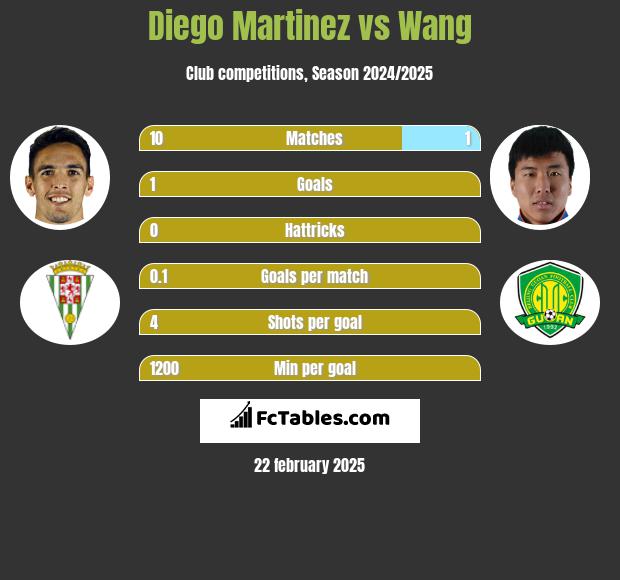 Diego Martinez vs Wang h2h player stats