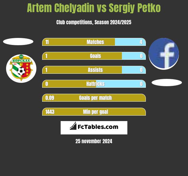 Artem Chelyadin vs Sergiy Petko h2h player stats