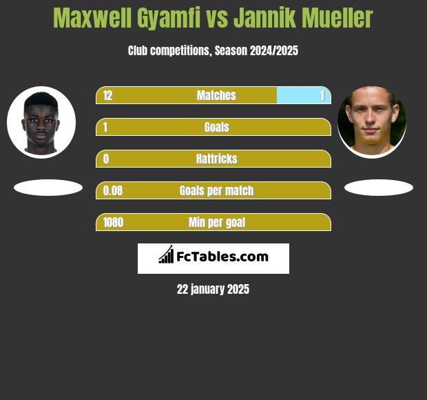 Maxwell Gyamfi vs Jannik Mueller h2h player stats