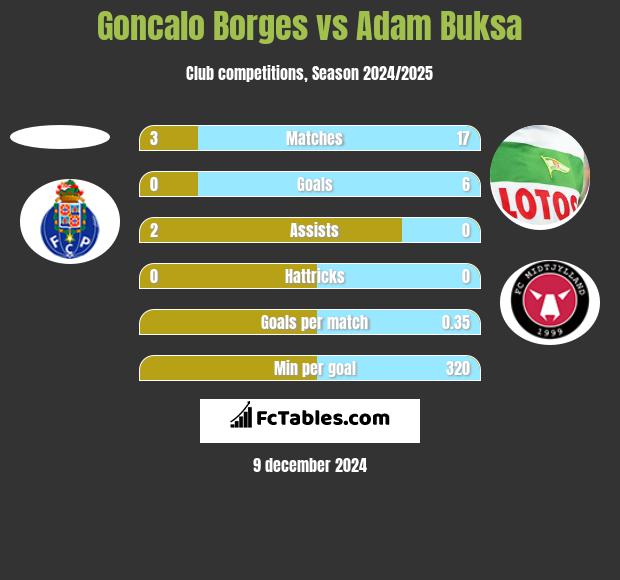 Goncalo Borges vs Adam Buksa h2h player stats