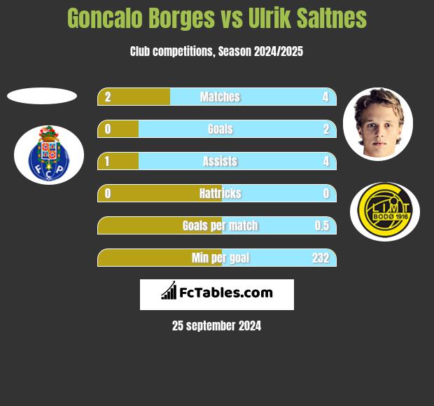 Goncalo Borges vs Ulrik Saltnes h2h player stats