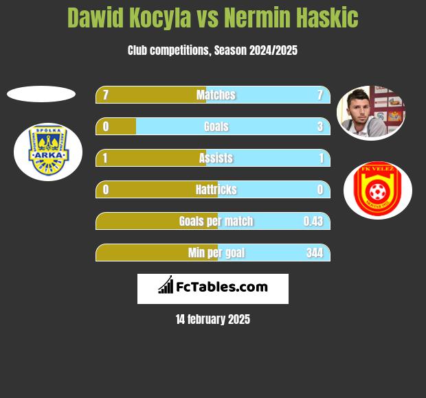 Dawid Kocyla vs Nermin Haskic h2h player stats