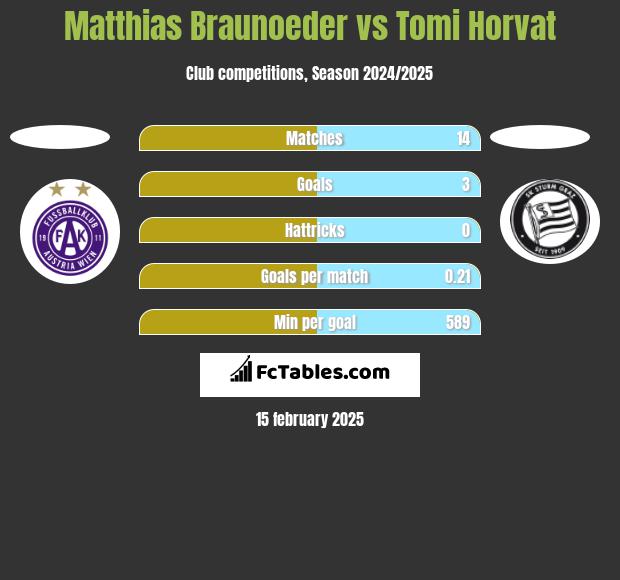 Matthias Braunoeder vs Tomi Horvat h2h player stats