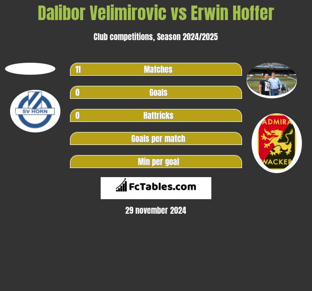 Dalibor Velimirovic vs Erwin Hoffer h2h player stats