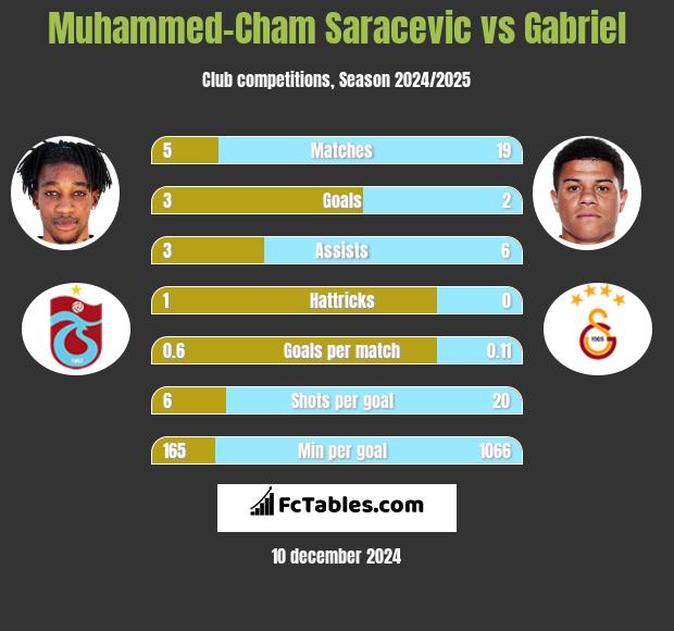 Muhammed-Cham Saracevic vs Gabriel h2h player stats