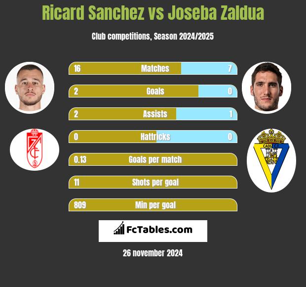 Ricard Sanchez vs Joseba Zaldua h2h player stats