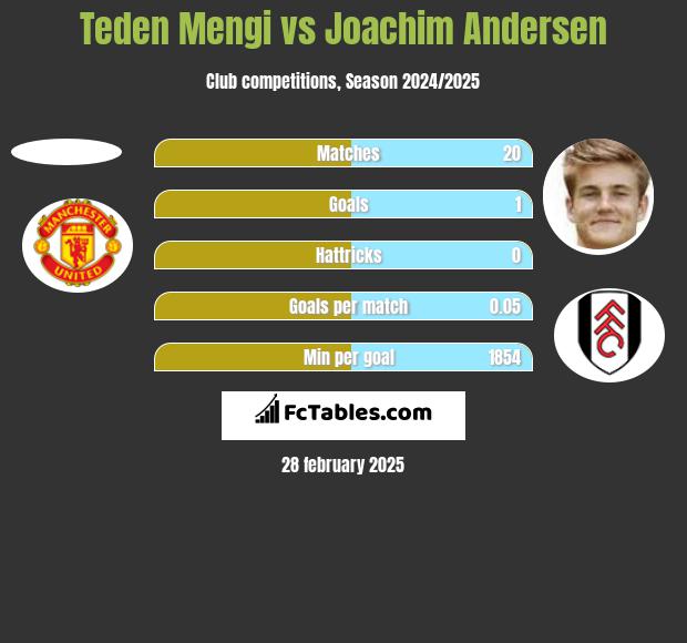 Teden Mengi vs Joachim Andersen h2h player stats