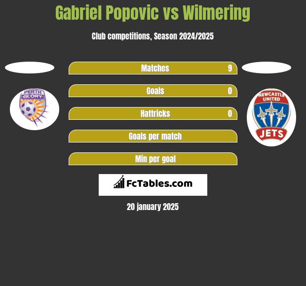 Gabriel Popovic vs Wilmering h2h player stats