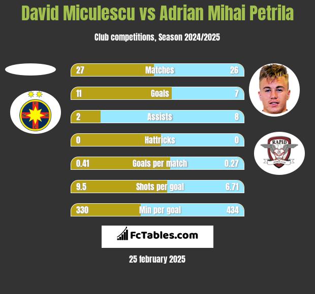 David Miculescu vs Adrian Mihai Petrila h2h player stats