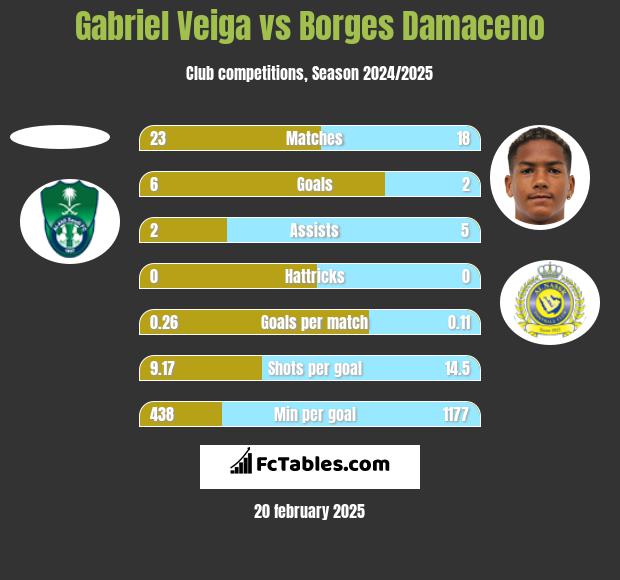 Gabriel Veiga vs Borges Damaceno h2h player stats