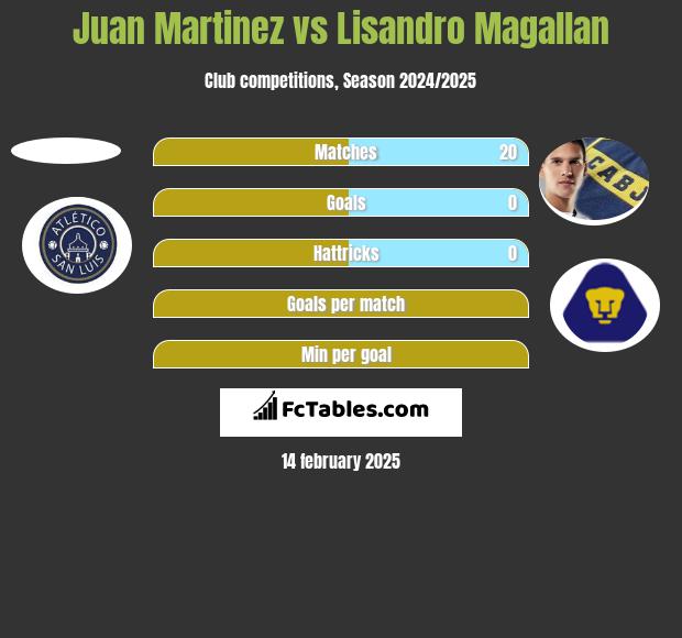 Juan Martinez vs Lisandro Magallan h2h player stats