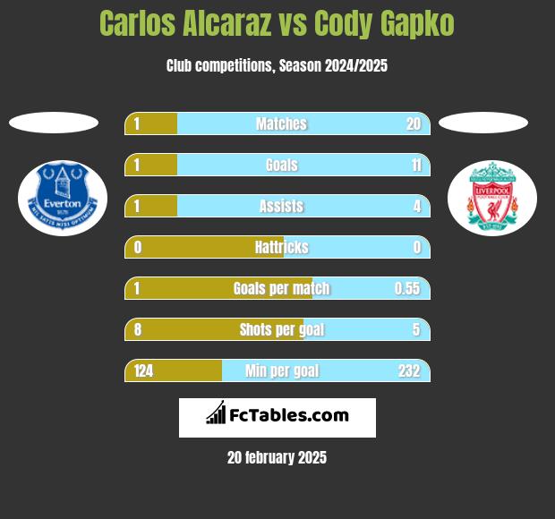 Carlos Alcaraz vs Cody Gapko h2h player stats