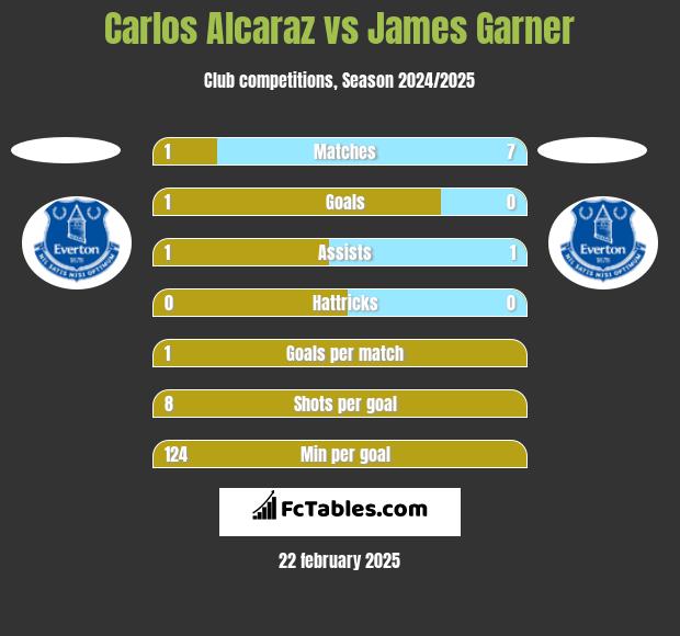 Carlos Alcaraz vs James Garner h2h player stats