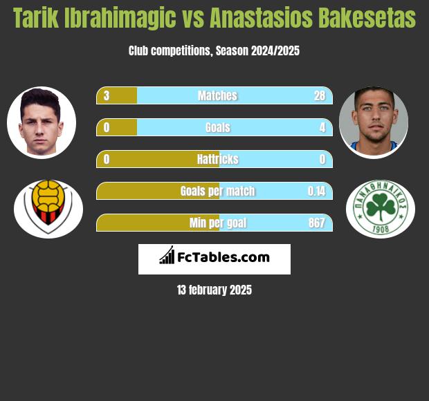 Tarik Ibrahimagic vs Anastasios Bakesetas h2h player stats