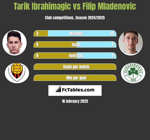 Tarik Ibrahimagic vs Filip Mladenović h2h player stats