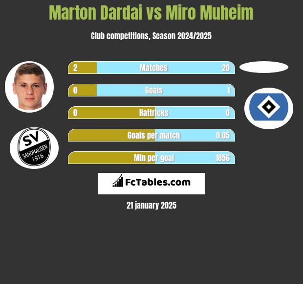 Marton Dardai vs Miro Muheim h2h player stats