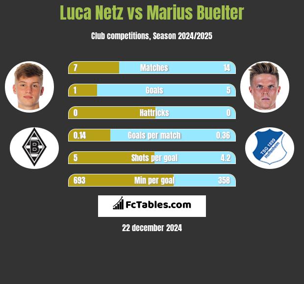 Luca Netz vs Marius Buelter h2h player stats