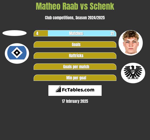 Matheo Raab vs Schenk h2h player stats