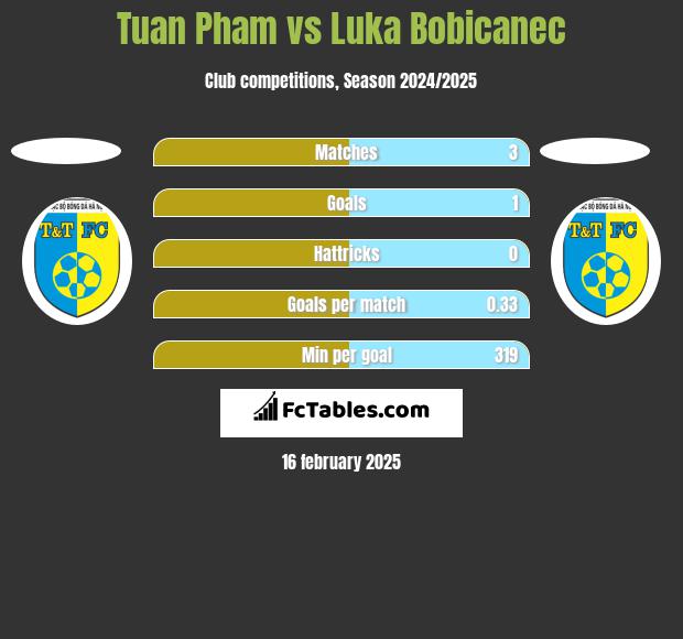 Tuan Pham vs Luka Bobicanec h2h player stats