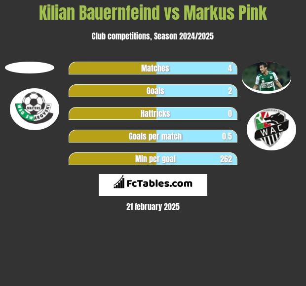 Kilian Bauernfeind vs Markus Pink h2h player stats