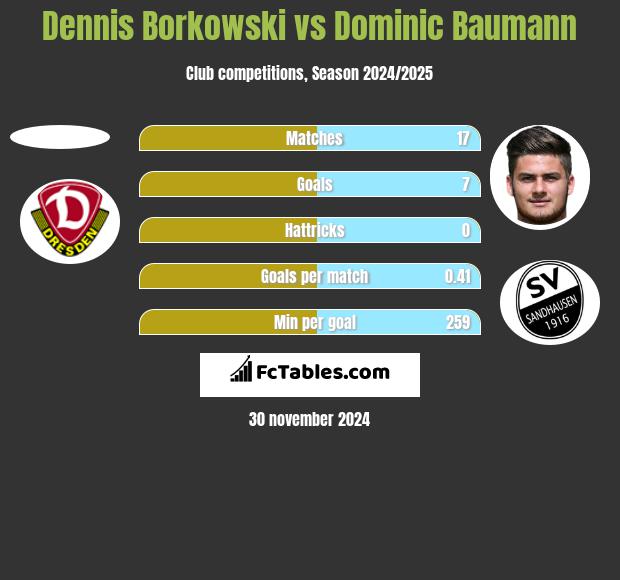 Dennis Borkowski vs Dominic Baumann h2h player stats