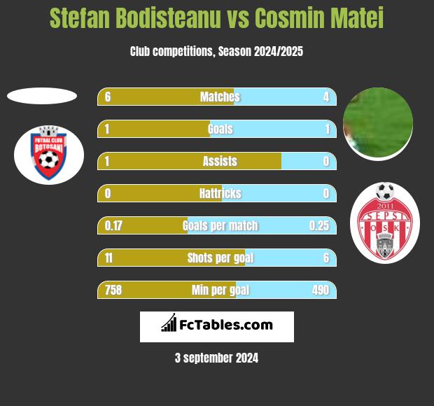 Stefan Bodisteanu vs Cosmin Matei h2h player stats