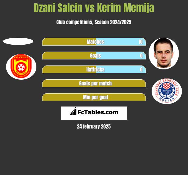 Dzani Salcin vs Kerim Memija h2h player stats