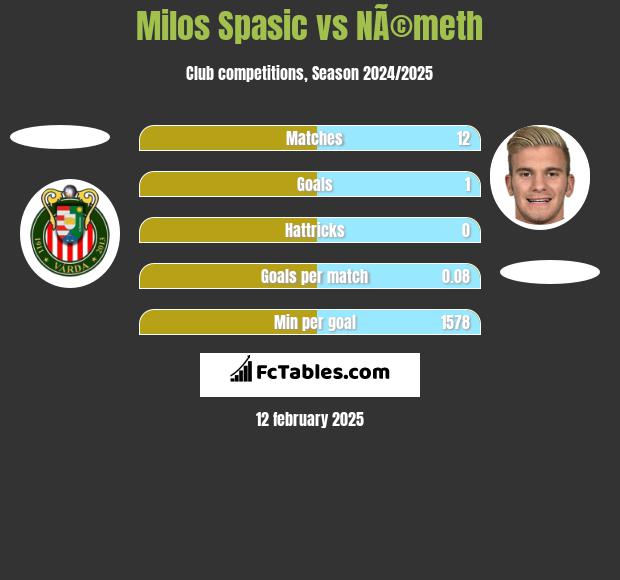 Milos Spasic vs NÃ©meth h2h player stats