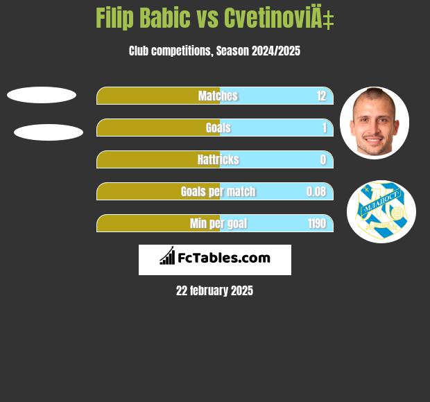 Filip Babic vs CvetinoviÄ‡ h2h player stats