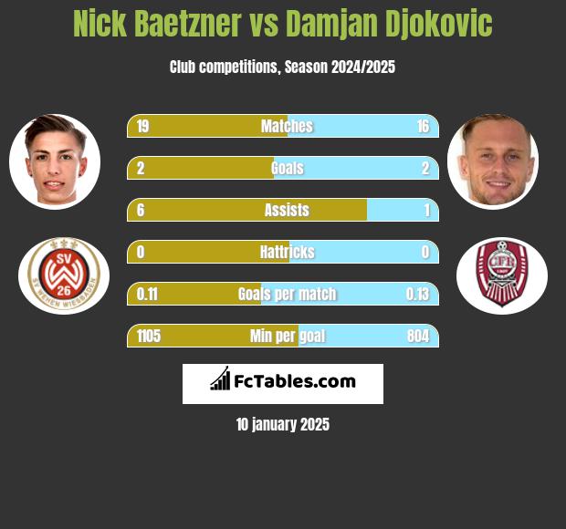 Nick Baetzner vs Damjan Djokovic h2h player stats