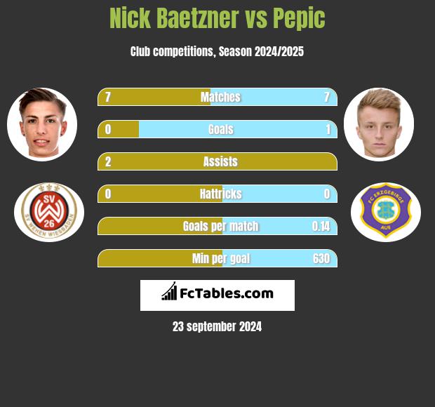 Nick Baetzner vs Pepic h2h player stats