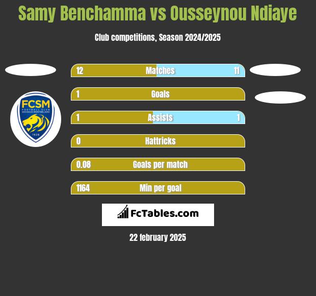 Samy Benchamma vs Ousseynou Ndiaye h2h player stats