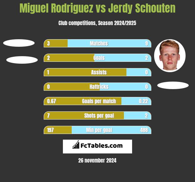 Miguel Rodriguez vs Jerdy Schouten h2h player stats