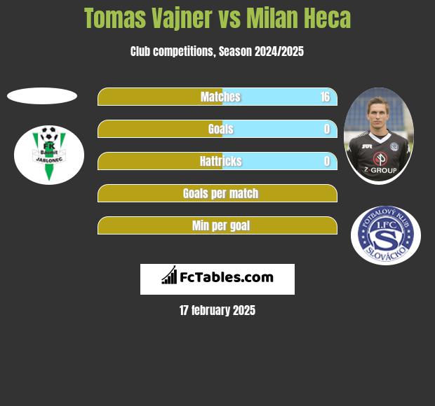 Tomas Vajner vs Milan Heca h2h player stats