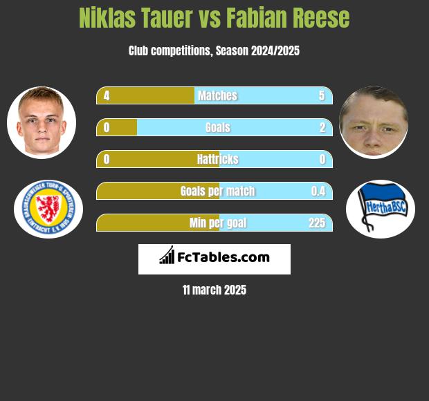 Niklas Tauer vs Fabian Reese h2h player stats