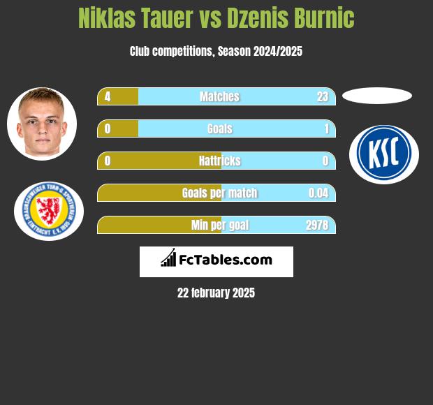 Niklas Tauer vs Dzenis Burnic h2h player stats